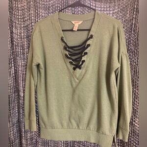 Arizona Jean Co. lace up sweatshirt light green size XS